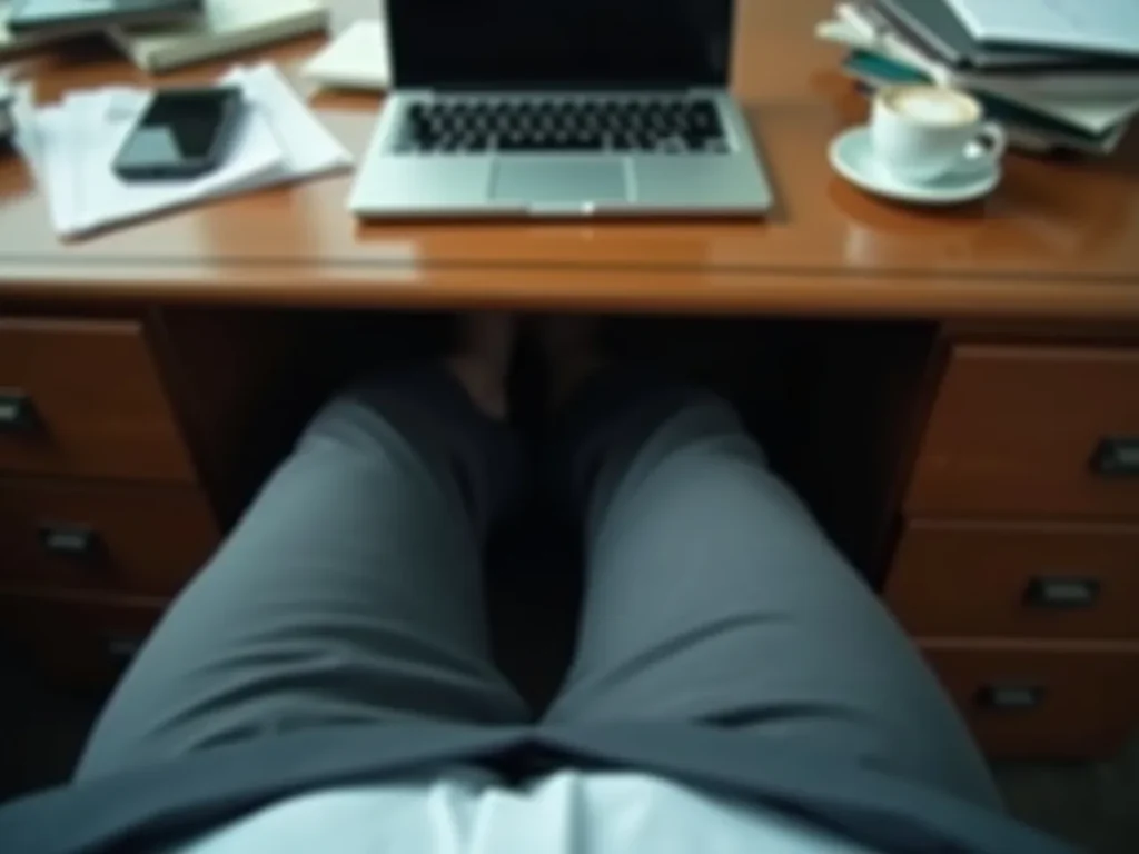 Person doing a discreet leg lift under a desk
