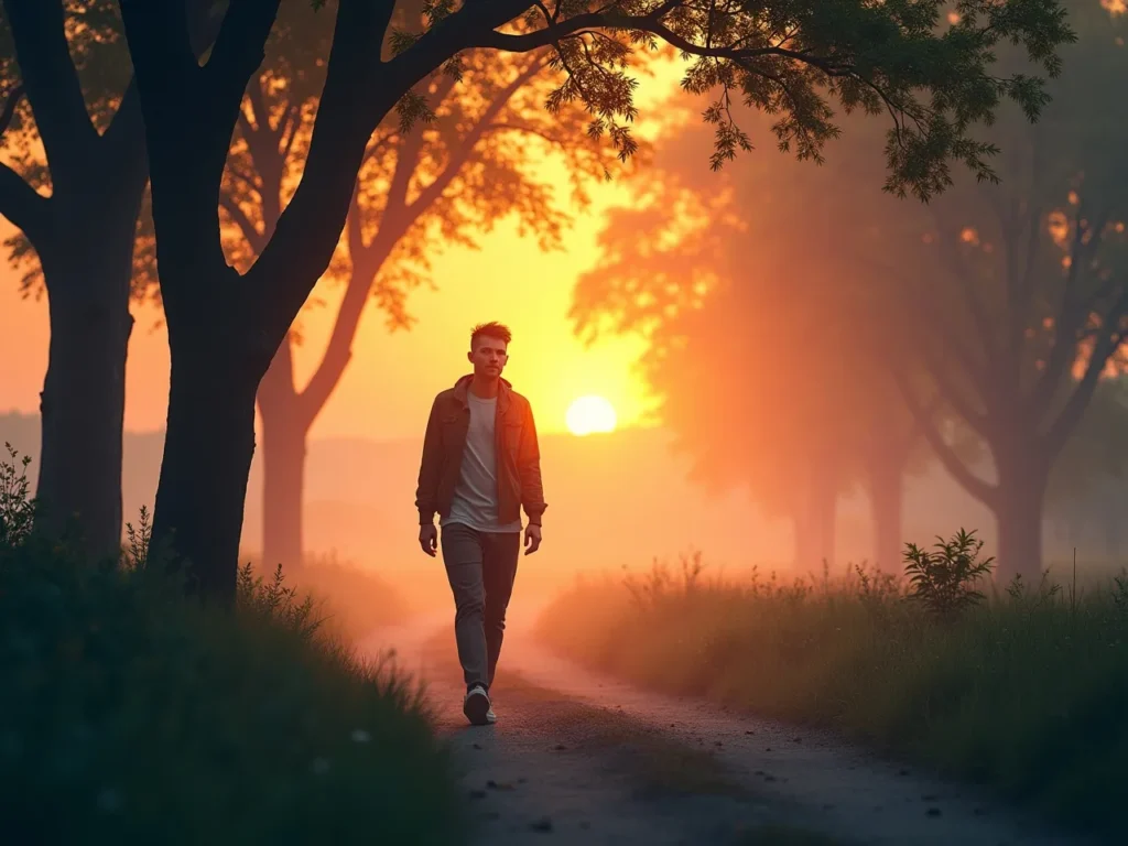 Person taking a gentle evening walk