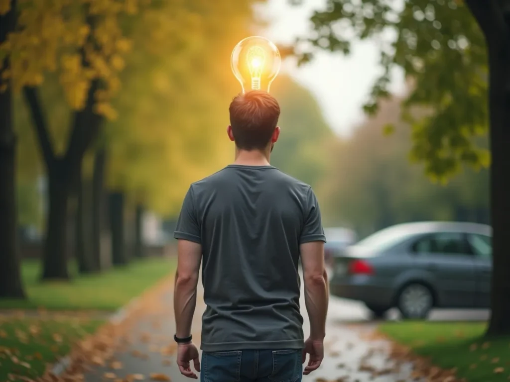 Person walking to find creative inspiration