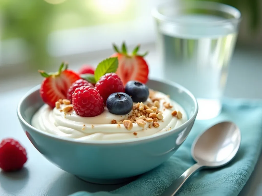 Protein-rich Greek yogurt breakfast with berries