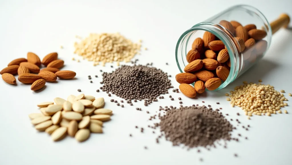 Assortment of healthy nuts and seeds for snacking
