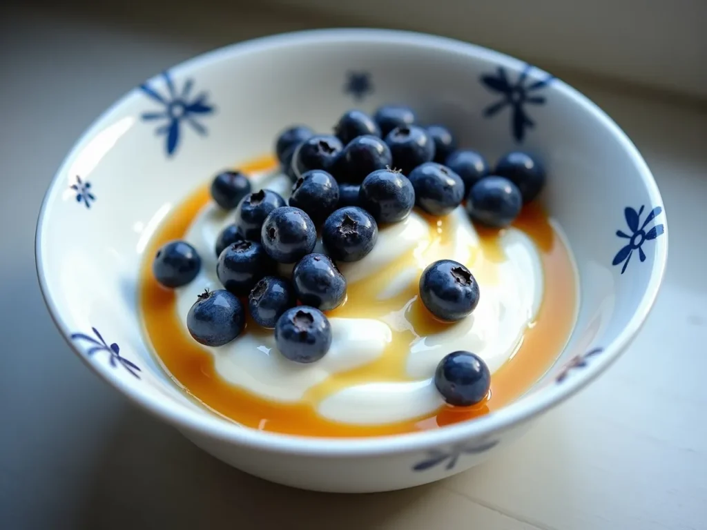 Bowl of Greek yogurt with blueberries