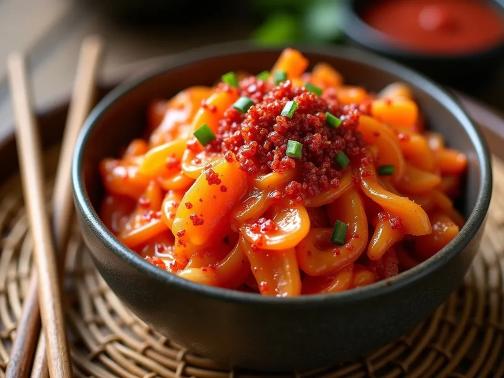 Bowl of spicy Korean kimchi