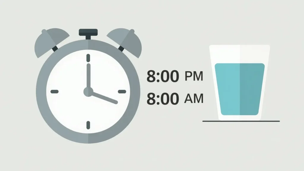 Clock showing intermittent fasting window with water.