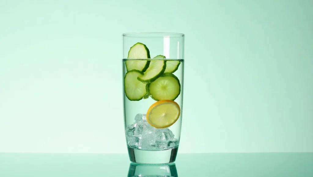 Cucumber and lime infused water for metabolism