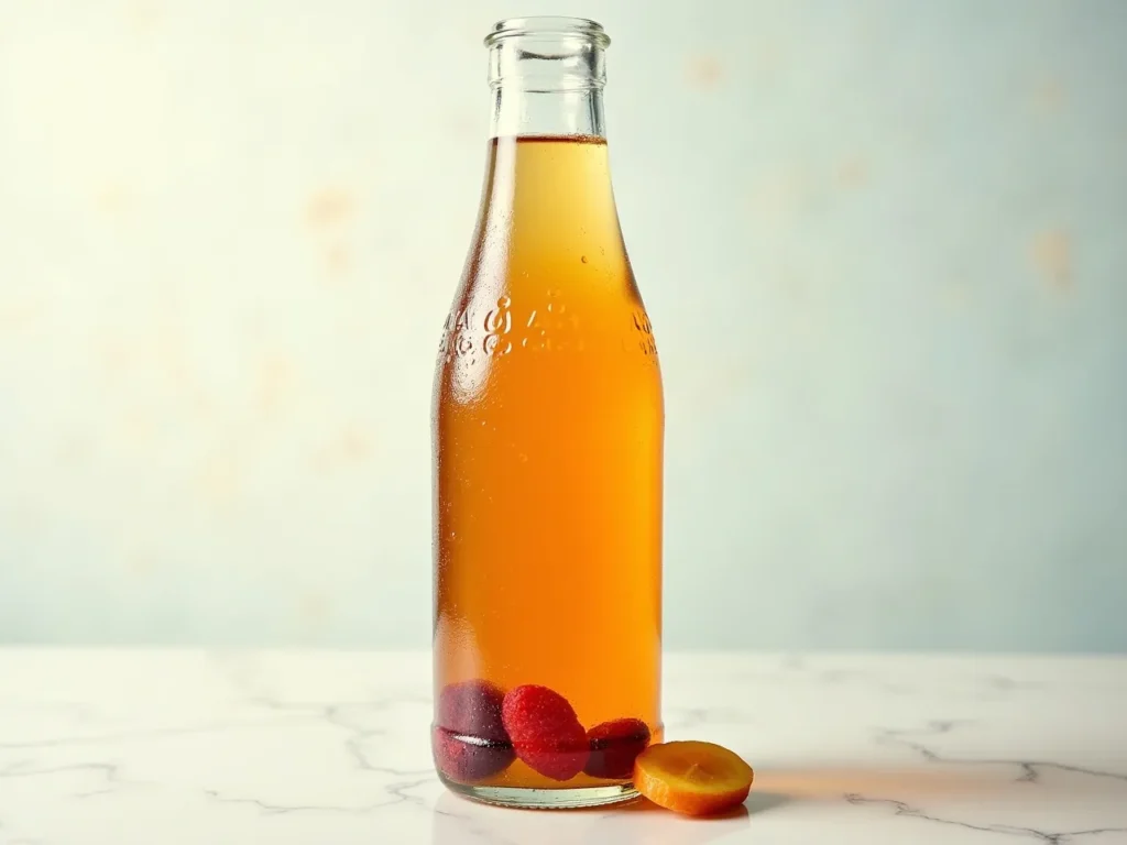 Glass bottle of refreshing kombucha