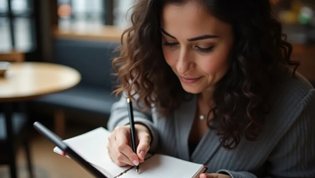 Person doing a quick brain dump in a notebook