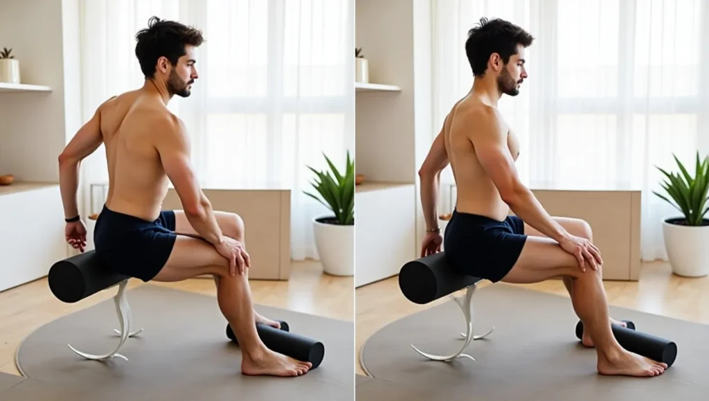 Person using a foam roller for muscle recovery.