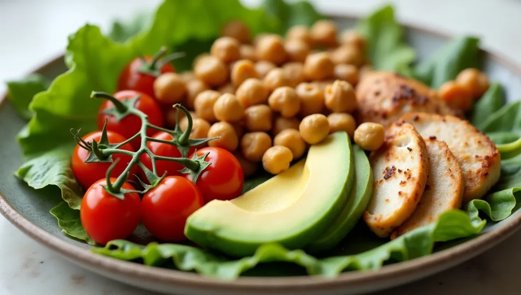 Plate of colorful whole foods for overall health.