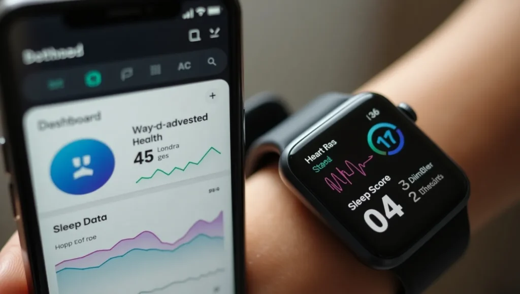 Smartwatch and AI app showing personalized health insights.
