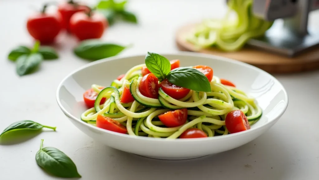 Zucchini noodles with fresh tomato sauce